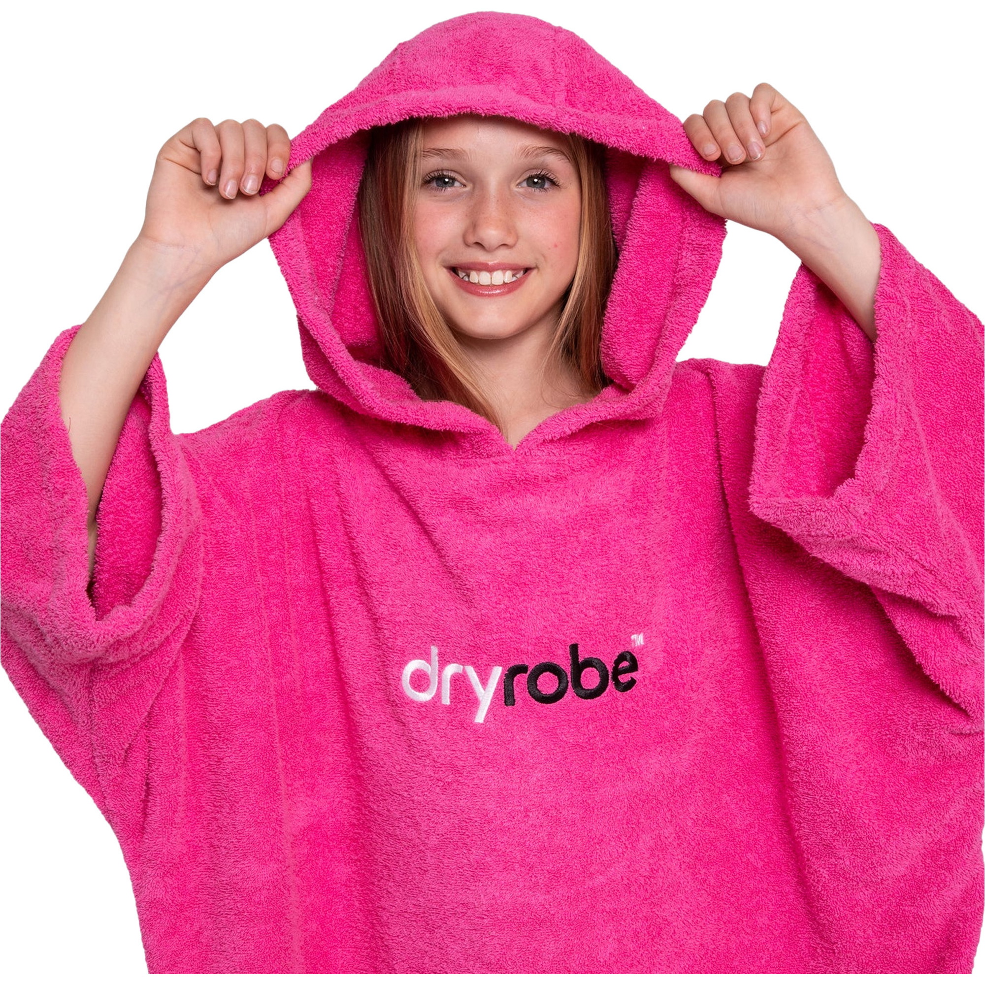 2026 Dryrobe Junior Organic Cotton Hooded Towel Robe V3DRJOCTR - Pink